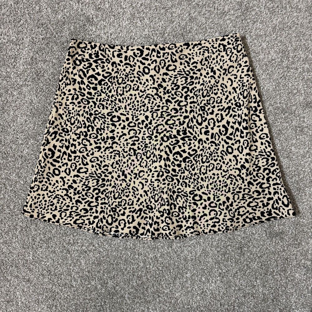 Naked Zebra Skirt Womens Medium Beige Leopard Print A-Line Lined Mini Party